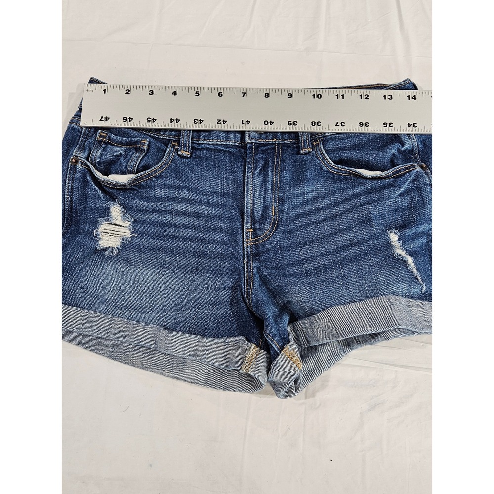Old‎ Navy Womens Mid Rise Boyfriend Distressed Denim Shorts Blue Size 4 Cuffed - Picture 5 of 7